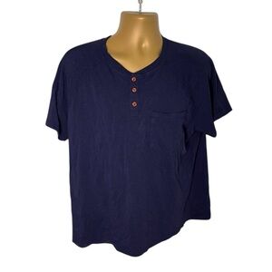 Amazon Short Sleeve Henley Tee Navy XL